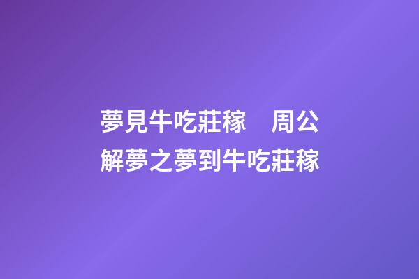 夢見牛吃莊稼　周公解夢之夢到牛吃莊稼